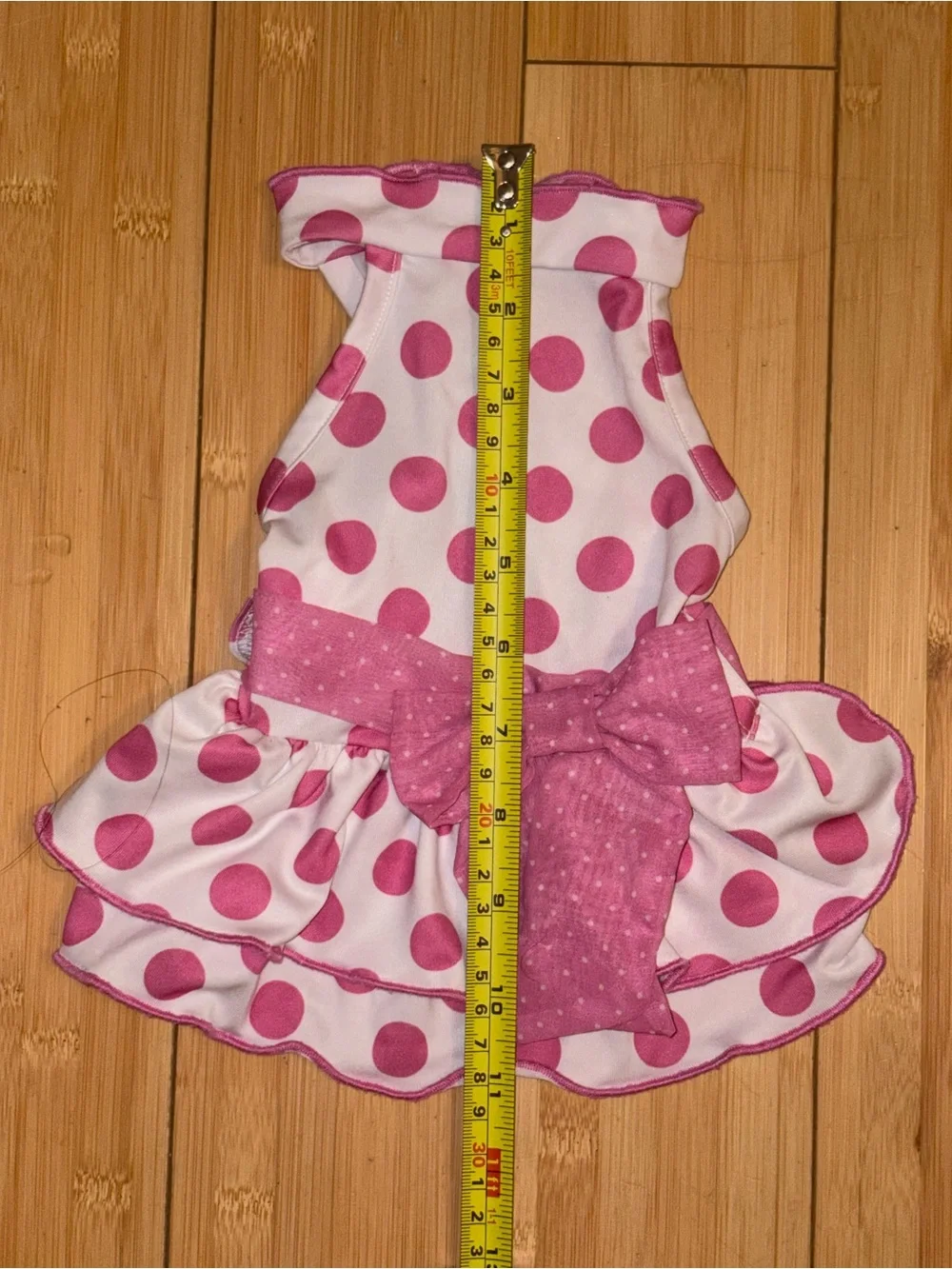 Pink Polka Dot Ruffle Dog Dress with Bow